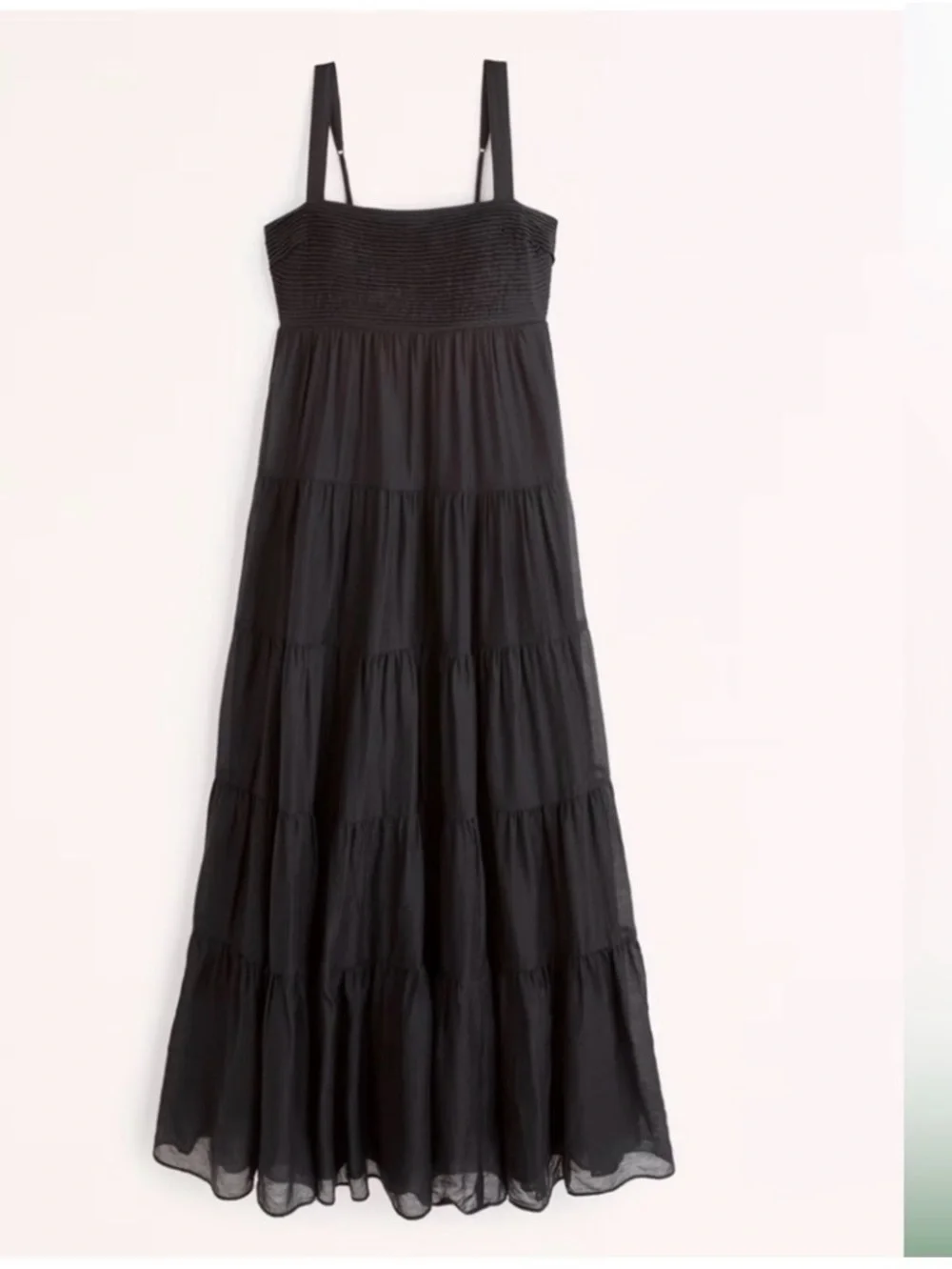 Abercrombie & Fitch black maxi dress tiered ruched skirt size M NWT